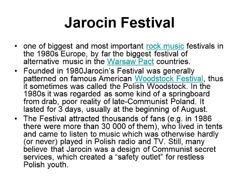 Jarocin Festival one of biggest and most important rock music festivals in the 1980s